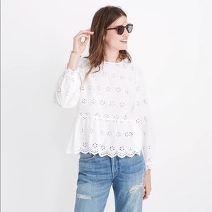 Madewell Eyelet Keyhole Peplum Top